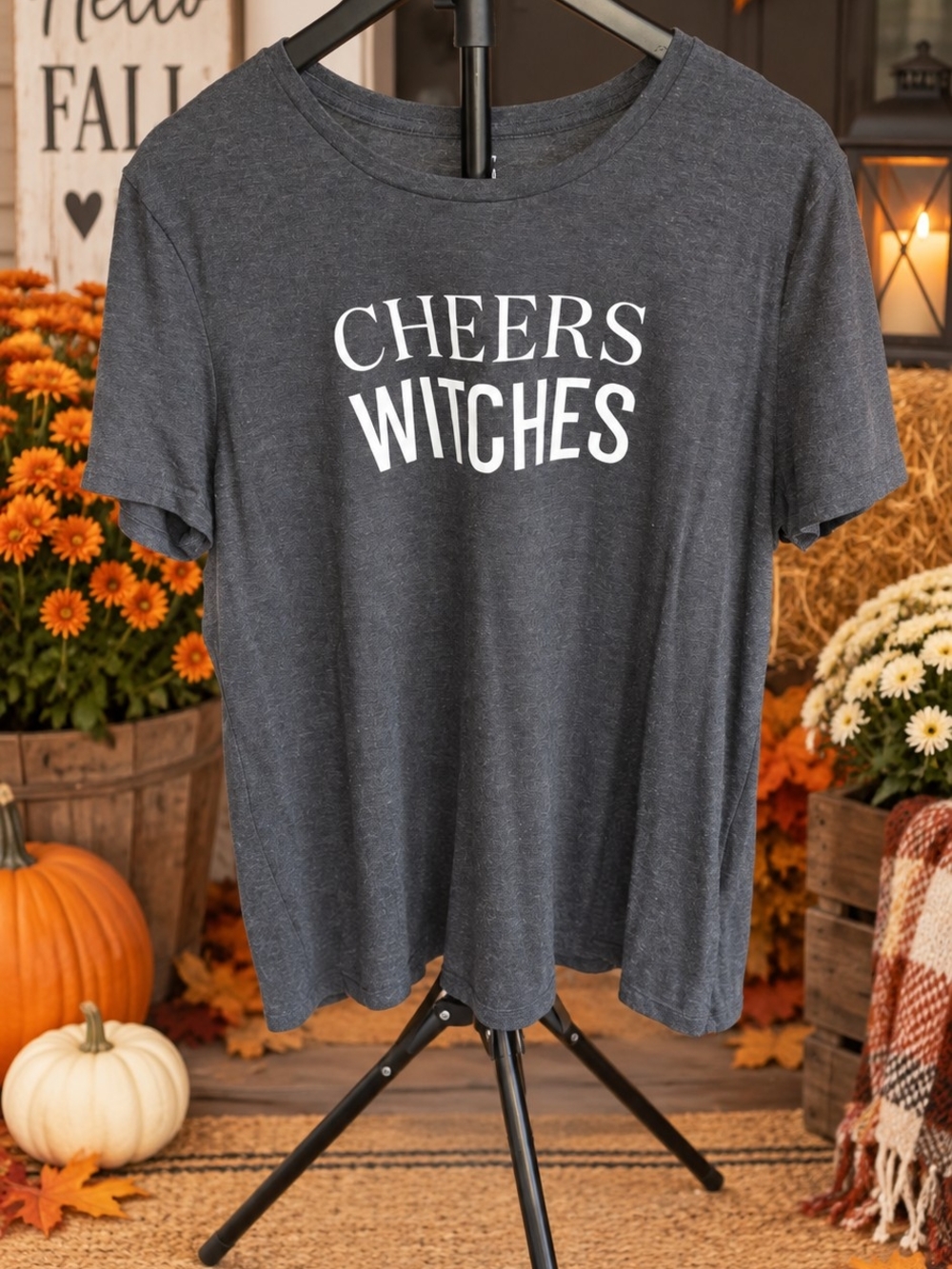 Old Navy "Cheers Witches" Halloween Graphic Tee - Gray - XL / TG